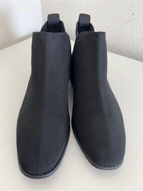 Black Knit Bacia Ankle Boots Sock like square toe